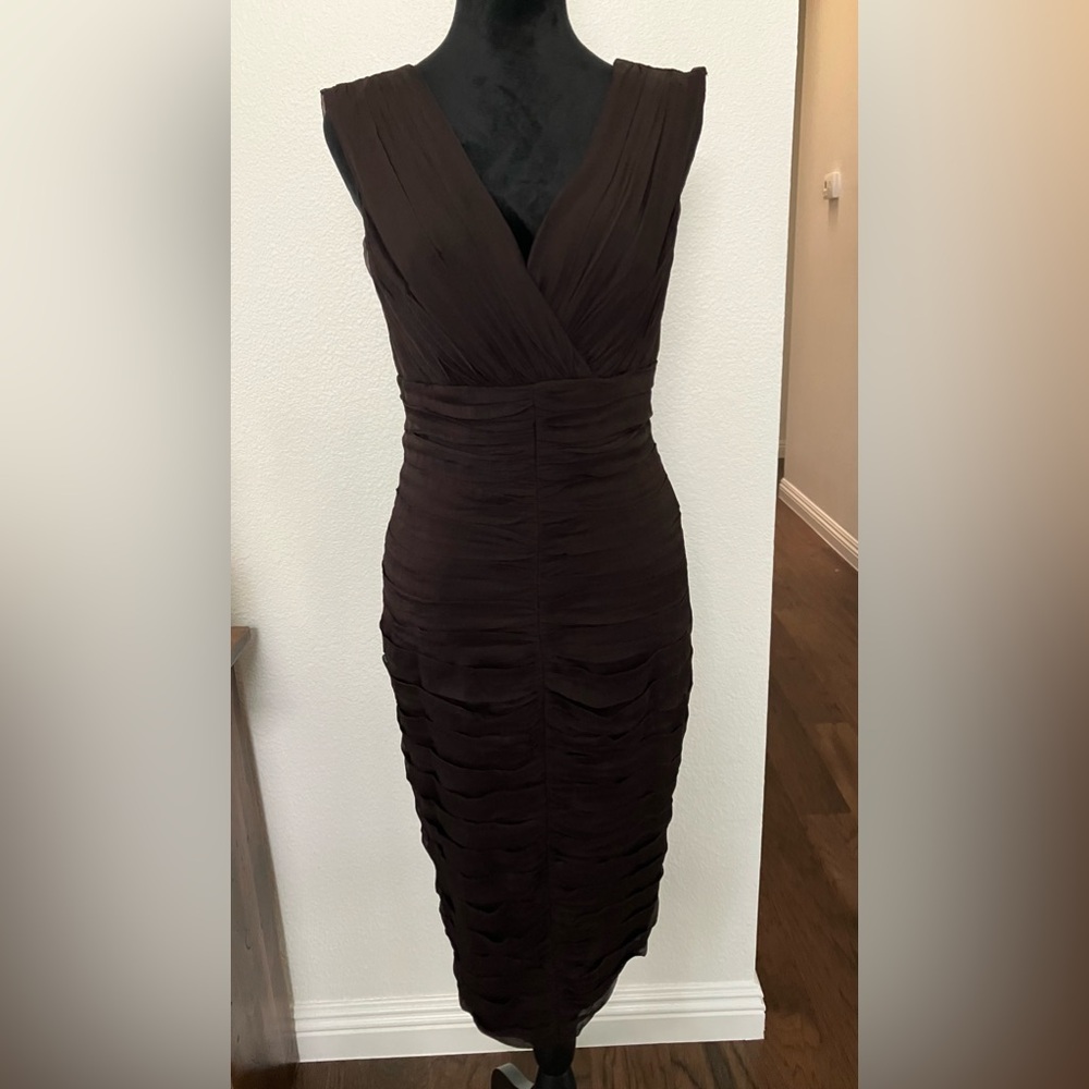 Tadashi Shoji Women's Black  Layered Pencil Dress Formal Size 6 Sheath